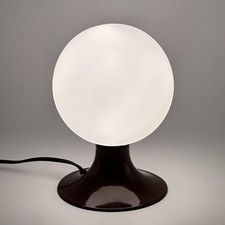 Lampe pied tulipe métal verre vintage table lamp design space age années 60 70'