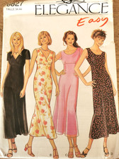 6827 PATRON SIMPLICTY "ELEGANCE" 4 CREATIONS ROBE LONGUE ELEGANTE  34 AU 44