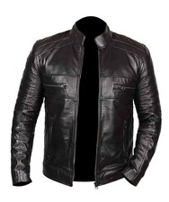 Veste de motard Café Racer pour homme 100 % cuir véritable veste noire de...