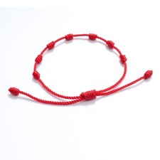 Bracelet Tibétain Rouge 7 Nœuds porte Bonheur Corde Chance Protection Amour Paix