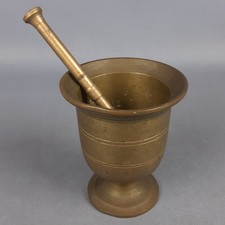 Antique Mortier Bronze Avec Pilon Pharmacie Cuisine Exposition Premières ‘900