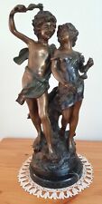 Grande sculpture, statue  bronze double patine d’un couple amoureux,  A.Moreau