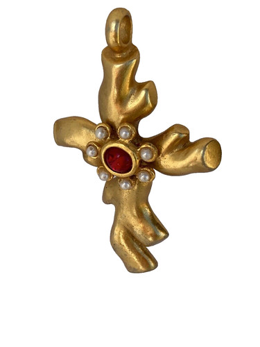Pendentif croix vintage signé - pendentif,