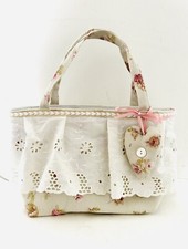 Petit SAC tissu, « Dentelle » Blanc beig, romantique, Style vintage ancien, NEUF