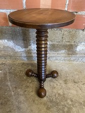 Sellette Table D’appoint Ancienne Brutaliste Bois Tourné Pieds Tripodes #C795