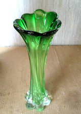 VASE SOLIFLORE 30cm Fleur Sommerso Vert Verre Verrerie MURANO