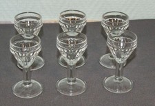 6 petits verres de bistrot ancien à pieds en verre 10 ml