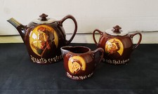 Emsemble trois pieces Royal Doulton Céramique Argent Massif 1900