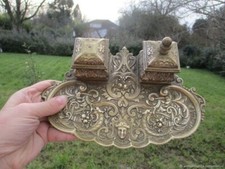 Encrier Ancien Art Nouveau Bronze Antique Art Nouveau Bronze Inkwell