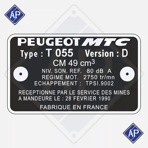 Plaque mine peugeot 103 - peugeot,