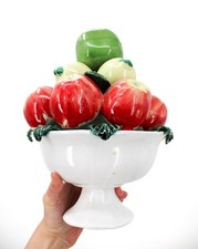 Coupe à fruits trompe l'œil en barbotine vintage