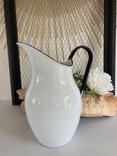 525⚜️ Ancien Broc à Eau Pichet en Tôle Émaillée Blanc Hauteur 26 Cm