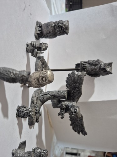 Pewter owl figurines 1970 - pewter,