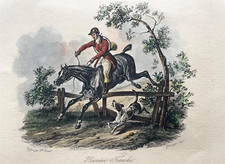 Gravure aquarellée chasse à