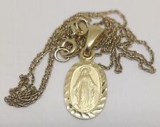 Collier médaille miraculeuse breloque argent sterling 925 plaqué or pendentif...