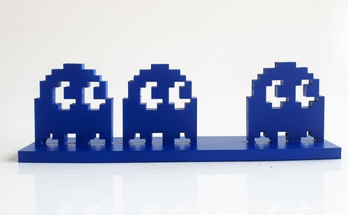 Sculpture pacman bleu fantomes - pacman,