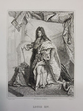 Gravure ancienne XIXe LOUIS XIV Roi de France RIGAUD/GAITTE 24x32cm