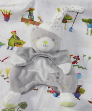 DOUDOU  SUCRE D'ORGE CHAT PLAT GRIS ETOILE BLANC LUMINESCENT