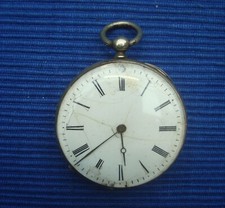 Montre Gousset Ancienne Argent Massif Fonctionne Cylindre Trous Rubis