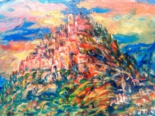 SOURDILLON Berthe (1895-1976) "Village Provençal" Paysage expressionniste H/Cart