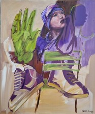 Lysiane D. COSTE Tableau acrylique sur toile , painting Figuration 45/55cm