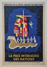La Paix Intérieure des Nation J. Garcia 1955 Affiche Originale Religion Inde	