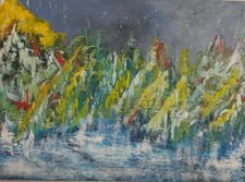 PEINTURE A L'HUILE FORET SILENCIEUSE ENCADREE SANS VERRE