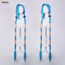 Wig Jinx Perruque Accessoire Déguisement Arcane Cosplay Cheveux Long Tressé Bleu