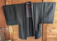 Veste kimono Haori homme japonais vintage en laine noire marine style classiq...