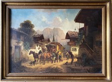 Adolf Schmidt - Arrivées Diligence Partenkirchen Pression Tableau Post Calèche