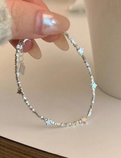 Bracelet En Argent Sterling 925 Bijoux De Charme Étoiles Argenté Femme Poinçonné