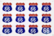 PLAQUE DECORATIVE ROUTE 66 - ALL STATES -30 X 20 CM -NEUVE-DECO USA -VINTAGE