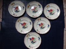 6 ASSIETTES PLATES FAIENCE ST AMAND BOUQUET TULIPE ROUGE FRANCE PEINT MAIN