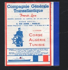 (paquebots) TITRE DE TRANSPORT  billet CGT  cORSE ALG2RIEBtUNISIE 1967 (P45340)