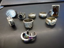 lot de 8 bagues en argent et 1