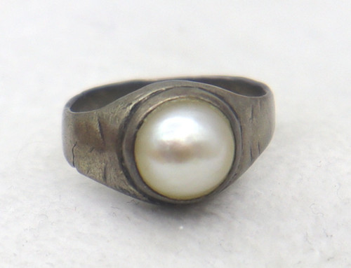Véritable perle rond - rond, bague