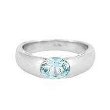 Poiray - bague jonc en or gris et aigue-marine