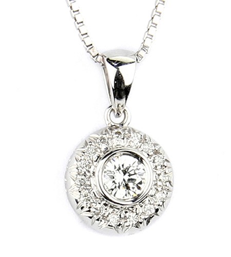 18k white gold diamond pendant - 18k,