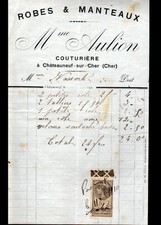 CHATEAUNEUF-sur-CHER (18) ROBES & MANTEAUX / COUTURIERE "Mme AULION" en 1910