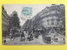cpa PARIS Transport Circulation ATTELAGE Moquet CALÈCHE OMNIBUS Charrette à Bras