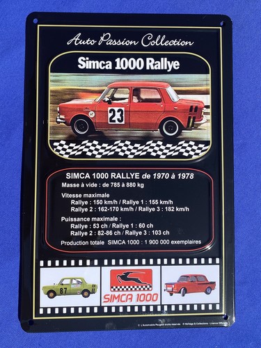 Plaque simca 1000 rallye - plaque,