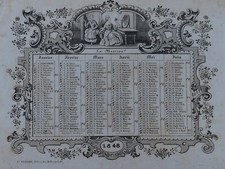 Calendrier Almanach 1848 BERNARD éditeur Visite au jardinier La Missive