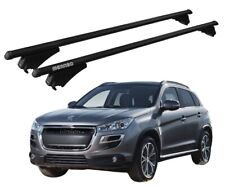 Barres Portatout Pour Peugeot 4008 De 2013 - Menabo Aluminium Noires Railing Bas