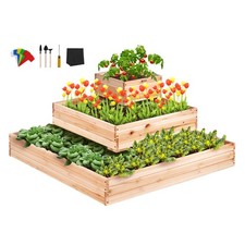 VEVOR Jardinière Lit de Jardin Surélevée Bois 113x113x51 cm pour Fleurs Légumes