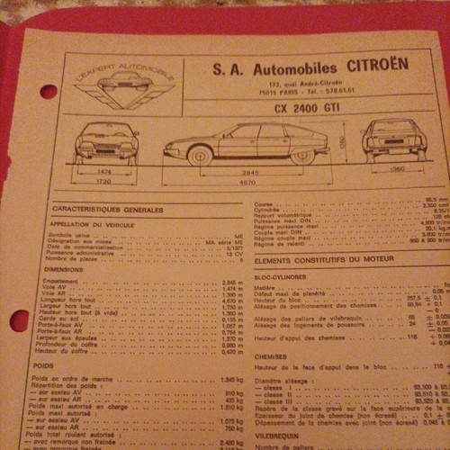 Citroën 2400 gti fiche - 2400,