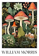 AFFICHE POSTER - WILLIAM MORRIS - CHAMPIGNONS - 30 x 40 cm