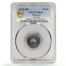 Hungary 10 filler Charles IV RESTRIKE PROOF Variety KM-496 PR66 PCGS coin 1918