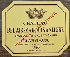 Étiquette de Chateau Bel Air Marquis d’Aligre 1963 - 73 cl