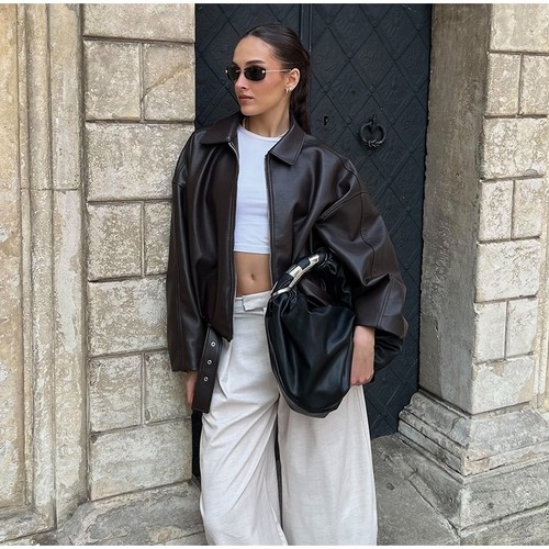 Vintage leather bomber - pu,