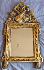 Miroir de style LOUIS XVI  Bois sculpté & doré - Fronton attributs de la musique